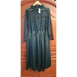 NWT Torrid Size 16 Black Lace Mock Neck Skater Midi Dress Boho Formal Casual NEW